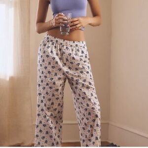 NWOT! Anthropologie The Wren Boxer Pants- White with Blue Flowers, Size XXS